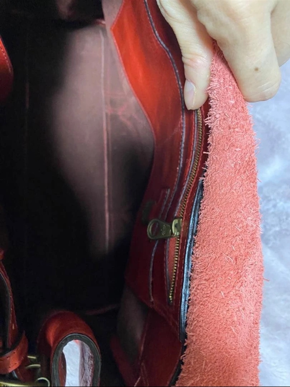 Mulberry Two-Tone Red and Orange Leather Satchel - Picture 8 of 10